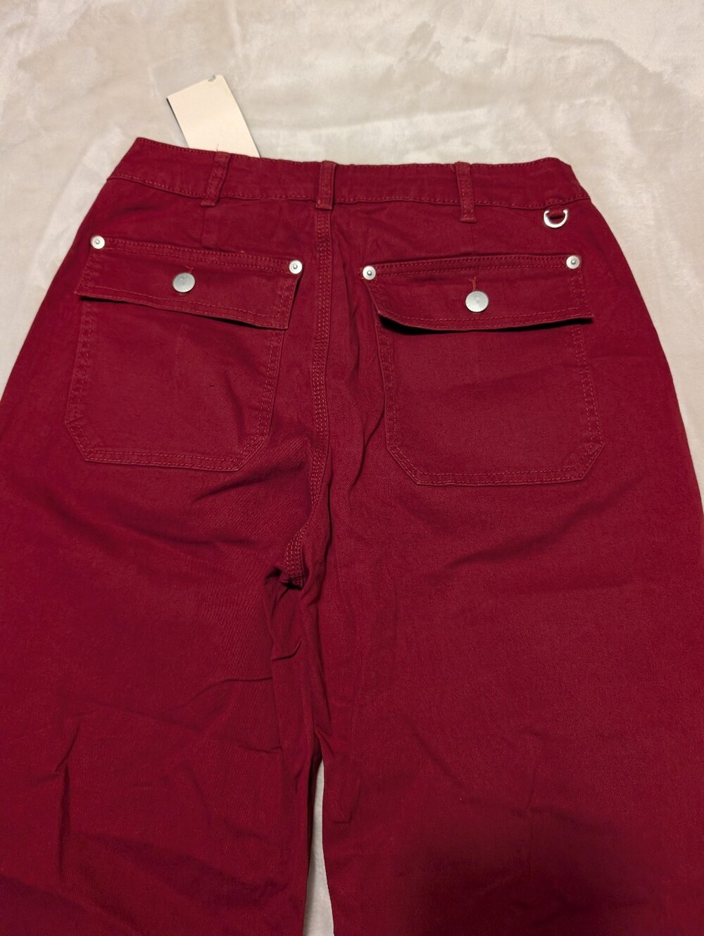 Flamingals Flap Pocket Mid Waist Wide Leg Crop Pants NWT Medium - Picture 6 of 7